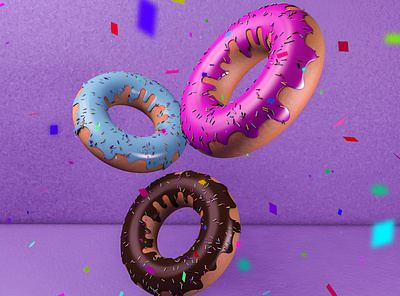 Donuts Party! 3d background colors concept design art donuts modeling
