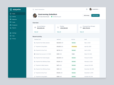 Payment application page example dashboard homescreen payments table tailwind ui tailwindcss