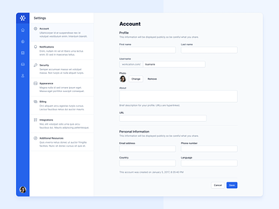 Setting page example account heroicons settings tailwind ui tailwindcss