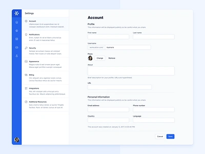 Setting page example account heroicons settings tailwind ui tailwindcss