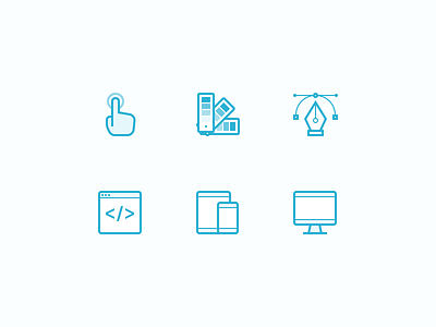 Skill icons code desktop devices icons illustration interaction design pen tool vector visual design