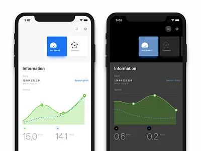 a Netwrok App And iOS 13 Dark Mode app chart dark mode dark theme design ios network