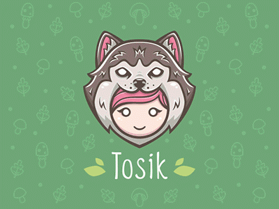 Tosik animation cute girl logo skull wolf