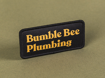 Bumble Bee Plumbing Type Patch apparel bee blue collar brand brand design branding bumble bee buzz graphic design logotype patch patch design patches recoleta typography
