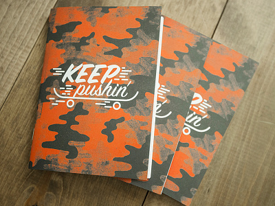 Keep Pushin' Journal adoption board book camo journal notes pattern skate skateboard wheels