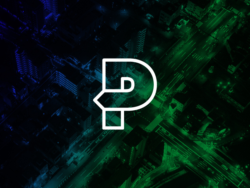 Top Secret P logotype arrow gradient brand logo type p