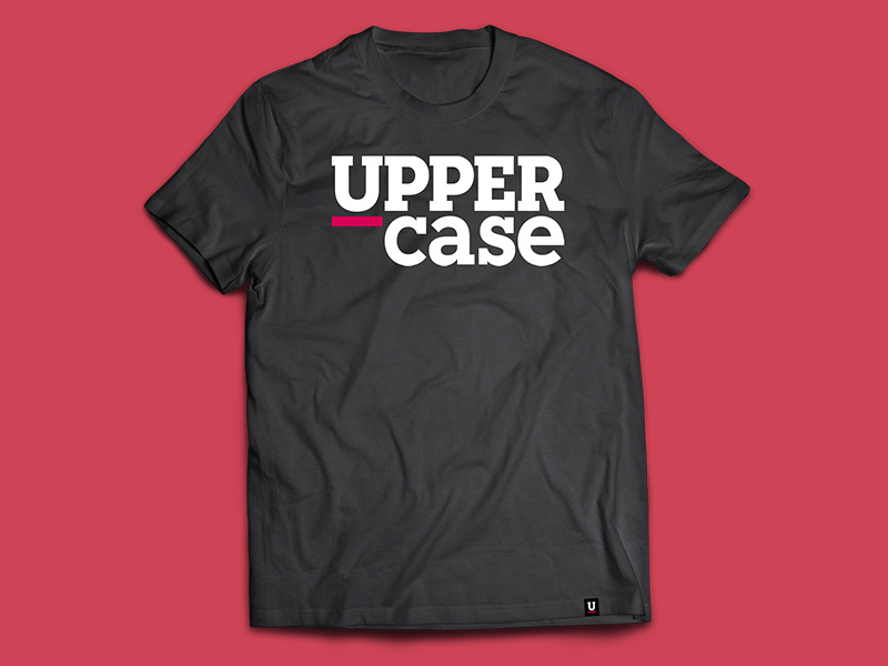 Uppercase Tee Mockup logo slab serif mockup woven shirt t-shirt tee t shirt apparel fuchsia pink uppercase