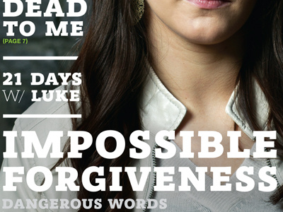 Impossible Forgiveness bandera layout magazine photography typography