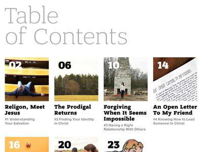 Table of Contents bandera layout magazine typography