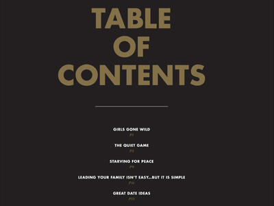 Towing Intolerable paper Table of Contents by Dave Keller for NewSpring Creative on Dribbble