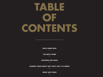 Table of Contents futura magazine warnock