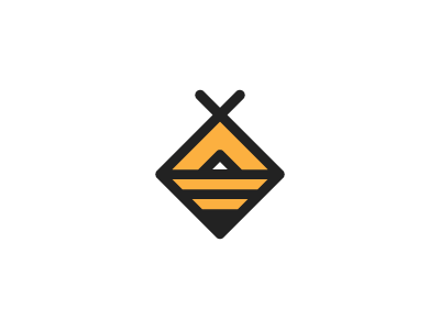 Tent / Bee Logo Design bee creative design fun icon logo mark simple tent