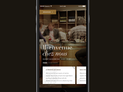 Wine bar home screen