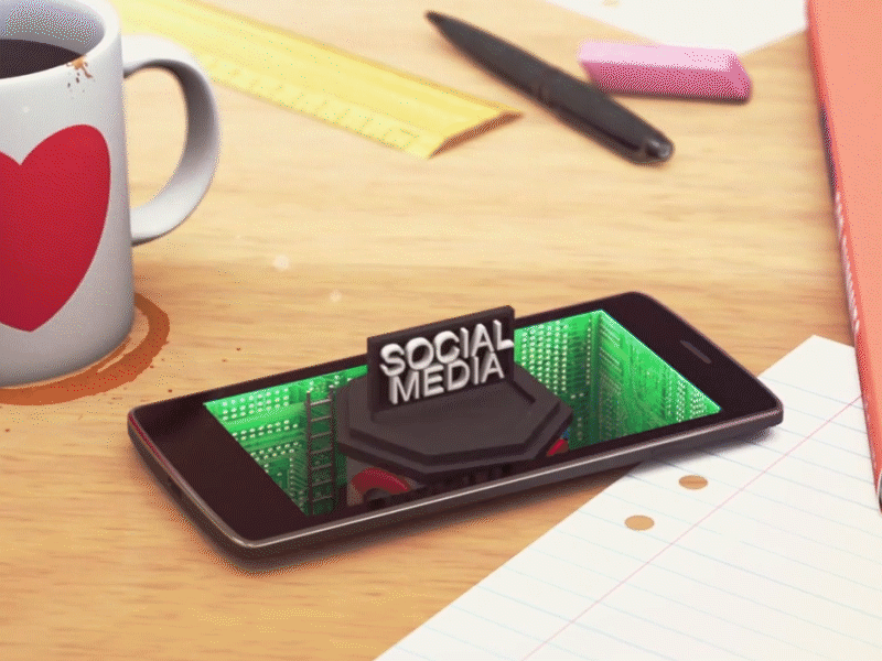 Work 3d design animation design smartphone social media