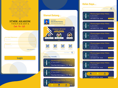 Dhasboard and login page E - Kampus, for education apps