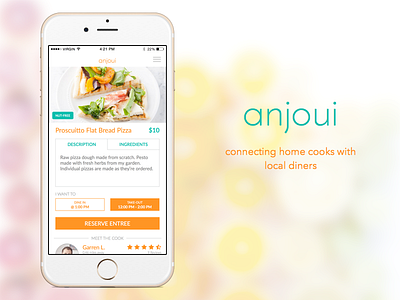 Anjoui app food ios mobile ui