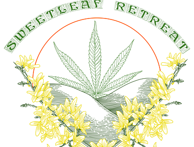 Sweetleaf T-Shirt Multicolor, Orange Sun botanical cannabis design illustration logo t shirt typography
