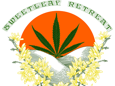 Sweetleaf T Shirt Multicolor Solid Sun botanical cannabis design drawing illustration t shirt typography