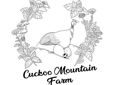 Cuckoo Mountain Farm Logo - Black Line branding design farm farm logo illustration logo logo design typography