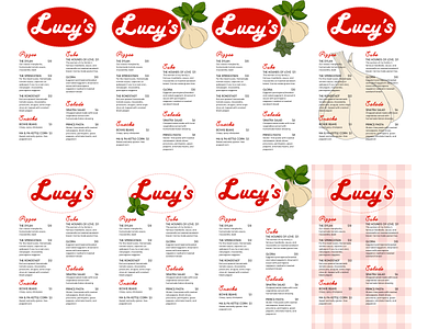 Lucy's Menu Drafts branding design layout logo menu typography