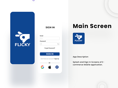Flicky Ecommerce ui ux Mobile App app branding design graphic design logo typography ui ux
