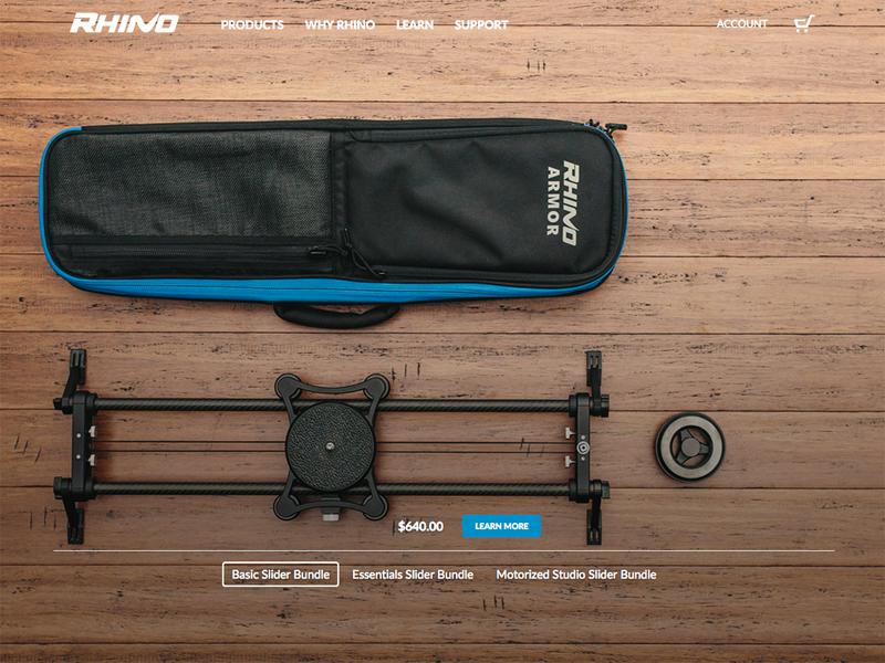 Rhino Camera Gear Website by Nick Mealey on Dribbble