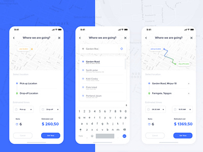 Yezz App - Location select app delivery design driver maps navigation simple transport ui