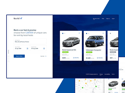 Freebie Car Rent booking business car design driver rent result screen search simple transport ui ux web