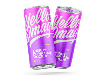 Two Metallic Cans W/ Matte Finish Mockup aluminium aluminium can beer beer can can can mockup coffee cola cola can cold drink drinks energy energy drink holographic ice matte matte can matte finish metallic finish