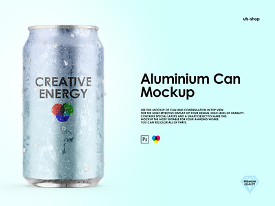 Aluminium Can Mockup adv aluminum beer branding can cola condensation design drink droplets energy free ice mockup photoshop product psd soda sparkle template