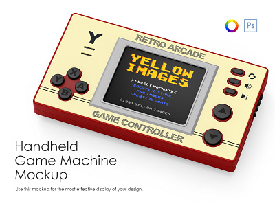 Handheld Game Machine Mockup arcade brick buttons children classic computer console controller device display game gameboy games handheld handheld game machine kids machine mockup photoshop portable