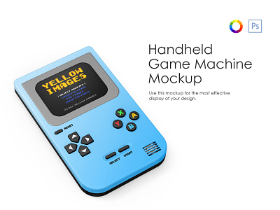 Handheld Game Machine Mockup arcade brick buttons children classic computer console controller device display game gameboy games handheld handheld game machine kids machine mockup photoshop portable