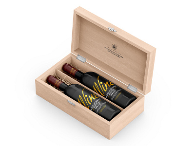 Wooden Box W/ Glossy Bottles Mockup