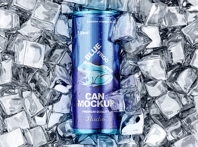 Can With Ice Cubes Mockup 475 ml 500 ml aluminium aluminium can beer beer can beverage can can condensation can mockup cola cola can cold condensation drink drinks energy energy drink ice ice can