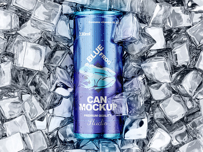 Can With Ice Cubes Mockup 475 ml 500 ml aluminium aluminium can beer beer can beverage can can condensation can mockup cola cola can cold condensation drink drinks energy energy drink ice ice can