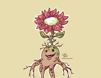 Merciful Mandrake character design cute design digital painting flower game art illustration mandrake monsters nature