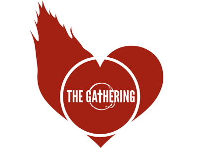 Thegathering church cross fire gathering heart logo red