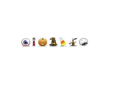 Updated Halloween Icons icons 32px icon eyeball eye blood vial pumpkin jack-o-lantern hat witch buckle candycorn candy corn tree bat moon