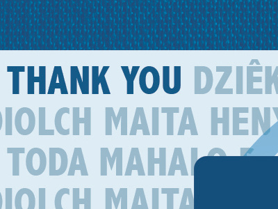 Thank You Card blue languages linen thank you