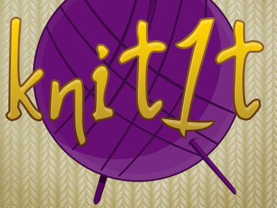 Knit1tfront gold knit logo needle purple yarn