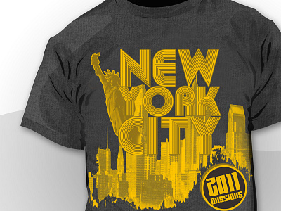 New York Missions church grey jesus liberty missions new york of statue tshirt yellow
