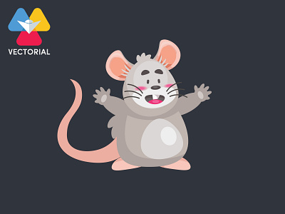 Happy Mouse Vector flat flat design flat illustration flat mouse mouse illustration mouse vector vectorial vectorial tutorial