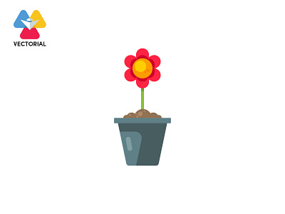 Potted flower design flat flat design flatdesign icon illustration illustrator logo tutorial vector vectorial