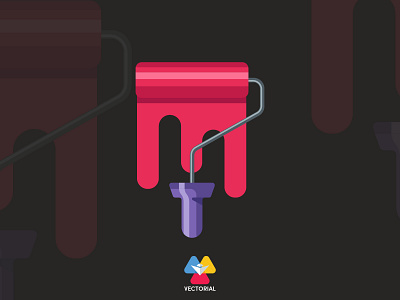 Paint roller design flat flat design flatdesign icon illustration illustrator logo tutorial vector vectorial