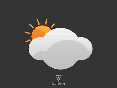 Cloudy Sun icon cloud design flat flat design flatdesign icon illustration illustrator sun tutorial vector weather weather icon