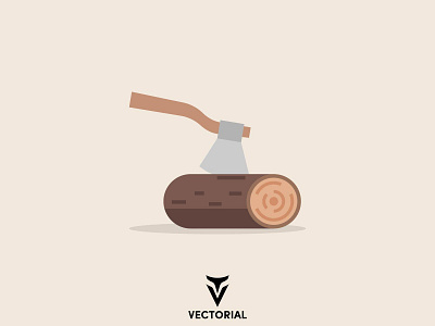 Stump with ax adobe illustrator ax design flat flat design flatdesign icon illustration illustrator logo stump ax tutorial vector vectorial wood