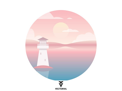 Landscape design flat flat design flatdesign icon illustration illustrator landscape lighthouse logo tutorial vector