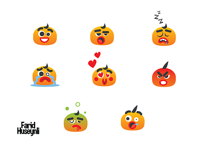 Set of cute emoticons design emoji emoticon emoticons emotion flat flat design flatdesign icon illustration illustrator vector