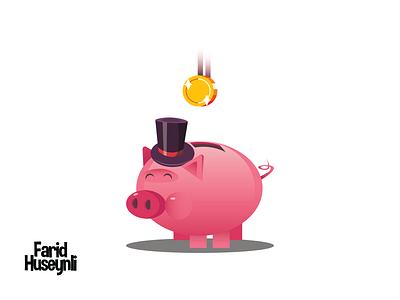 Piggy Bank design emoticon faridhuseynli flat flat design flatdesign icon illustration illustrator logo