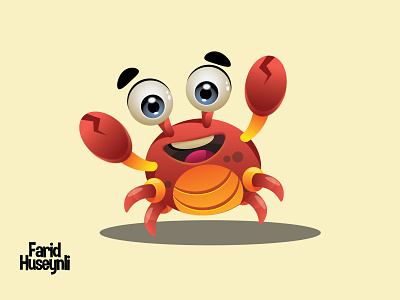 Cartoon Crab crab design farid huseynli faridhuseynli flat flat design flatdesign icon illustration illustrator vector